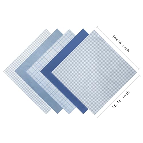 Image of 5 Pack Handkerchief Mens Cotton Luxury Hot Silver Gift Box Set, Vintage 40x40cm Fancy Design Pocket Square Hankie Gift Pack