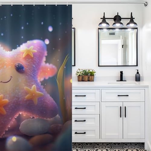 Rideau de douche imperméable Starpoisson en polyester pour éviter l'eau au sol - 5