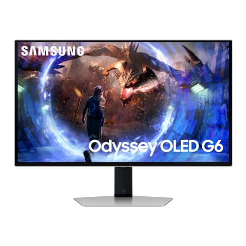 SAMSUNG 27-Inch Odyssey G6 (G60SD) Series OLED Gaming Monitor with QHD 360Hz 0.03ms, Anti-Glare, Sleek Metal Design, LS27DG602SNXZA, 2024, 3 Year Warranty