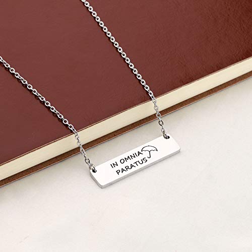 PLITI In Omnia Paratus Bar Necklace Ready for Anything Motivational Gift Umbrella Charm Gifts3