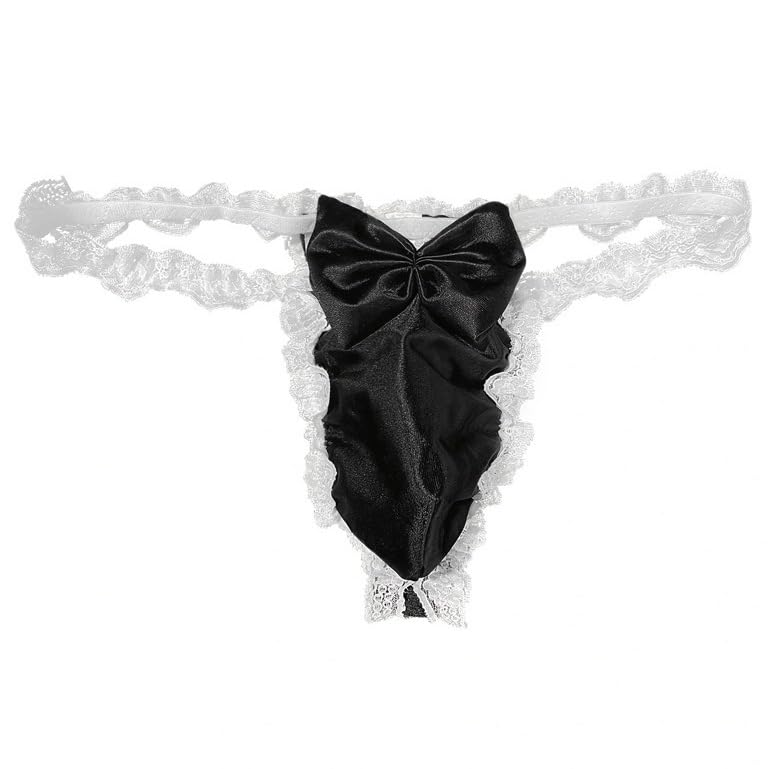 Men‘s Lace Low Waist Sexy Bowknot Thongs Cute Thong gag Gift One Size Underwear G-Strings
