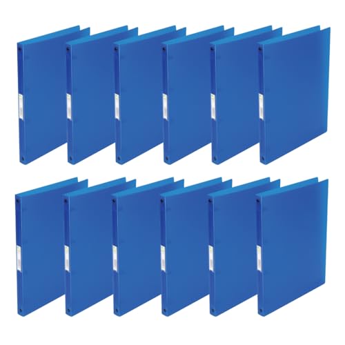 Q-Connect KF02918 Ring Binder/Pack of 12 / A4 4-Ring 16 mm/Colour: Blue Transparent/Made of Strong Translucent PP Film / 22 mm Spine/Ring Binder Plastic/Ring Binder Slim Thin Folder
