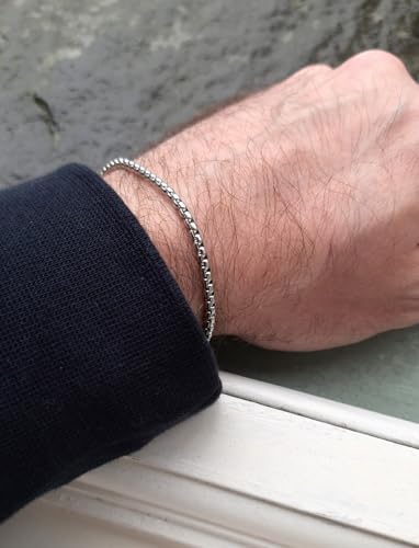 AEE® Erkek Çelik Bileklik Paslanmaz Gümüş Renk İç İçe Geçmeli Arnavut Örme Asansör Unisex 20 cm - Görsel 3