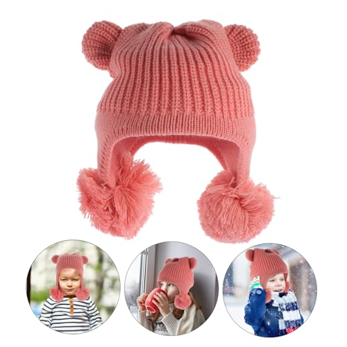 Totority Boy Girl Knitted Winter Hat with Cute Bear Ears Windproof and Warm Boy Girl Cap for Cold Weather Soft and Comfortable Ear Protection for Outdoor Adventures Pink s2