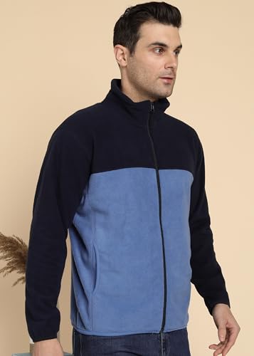 Image of Alan Jones Clothing Men's Fleece Full-Zip Jacket | Warm Puffy Polyester Jacket with Stand Collar & Piped Cuffs