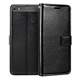 Shantime Lederhülle Kompatibel mit Lenovo Phab Plus PB1-770M PB1-770N 6.8 2015, Business Design Magnetische Klapphülle, 3 Kartenfächer, Foto & Geheimfach(Schwarz)
