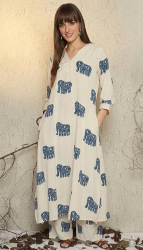 Robe kurta en viscose de qualité supérieure à motif éléphant traditionnel - 2