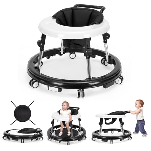 Baby Walker Foldable with 9 Adjustable Heights, Baby Walker with