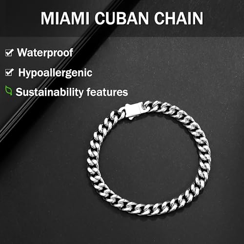 MISWOYI Cuban Link Bracelet for Men Waterproof 316L Stainless Steel Bracelet 8.3"/7mm Miami Cuban Bracelet for Men Hip Hop Jewelry Gift by MISWOYI - Used condition - Image 3