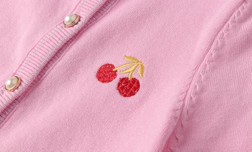 Image of LittleSpring Girls Knit Sweater Outfits Cherry Cardigan and Skirt Sets