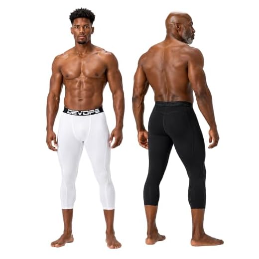 DEVOPS 2 Pack Men's 3/4 Compression Pants Athletic Leggings (X-Large, Black/White)