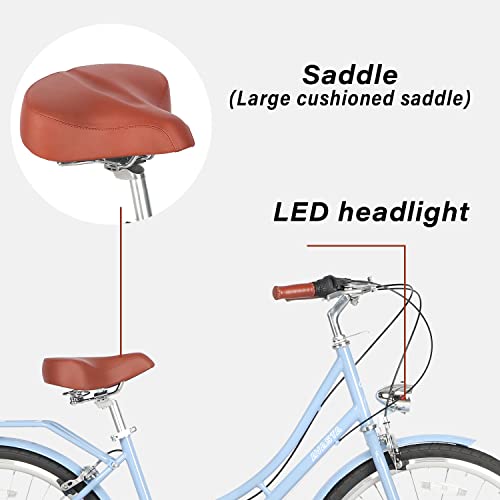 Avasta Road Hybrid Bike For Women, Lightweight Step Throught 26 Inch Aluminum Alloy Frame City Commuter Comfort Bicycle, 6-Speed Drivetrain, Color Blue With Black Tires #TOP3