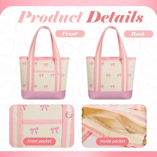 Set 4 Bolsos Tote de Lona Rosa con Moño miniatura 5