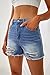 Women's Summer Ripped Denim Shorts Button-Zipper Pockets Distressed Raw Hem Jean Shorts