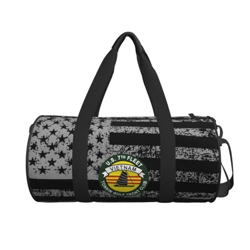 Tonkin Gulf Yacht Club US 7th Fleet Vietnam Convertible Garment Bag with Shoulder Strap, Carry on Garment Duffel Bag for Men - Rolling Foldable for Travel Luggage Bags (Black)2