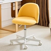Bonnlo Comfy Small Office Chair with Wheels Desk Vanity Chair Modern Swivel Dressing Table With Adjustable Height for Home Office, Bedroom, Dressing Room (Sunny Egg Yellow)