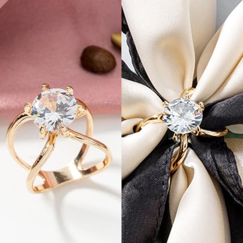 Image of 2 Pcs Scarf Ring Clips for Women Metal Shirt Tightener Cinch Buckle for Silk Scarf Shawl Blouse Sweater T Shirt Clothing Accessories