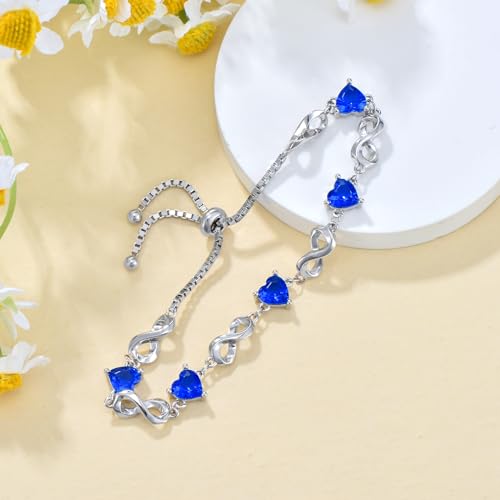 Infinity Love Heart Birthstone Bracelet 925 Sterling Silver Birthday 12 Gemstones Adjustable Bracelets Jewelry for Mother Wife4