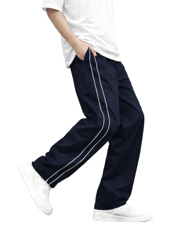 Image of CHKOKKO Men's Relaxed Track Pants for Gym Workout Running Casual Wear Sports Lower with Pockets Adjustable Drawstring Waist Lightweight Quick Dry Activewear Fitness