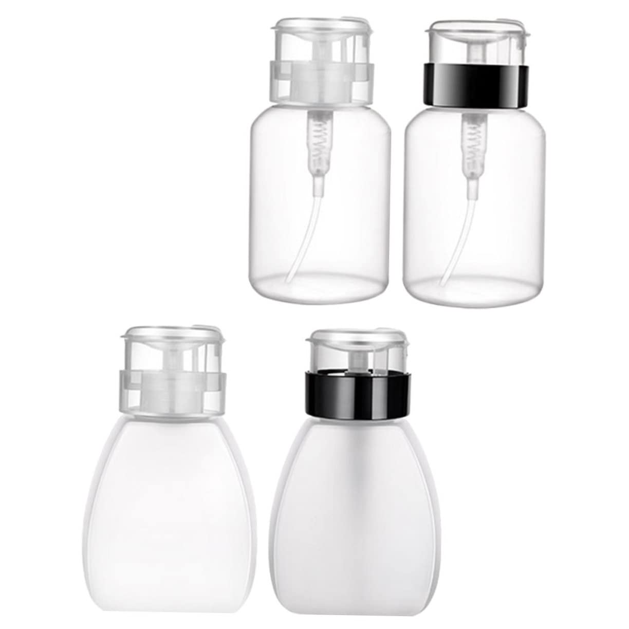 NULYLU 4pcs Refillable Nail Polish Remover Pump Bottles Leakproof Plastic Bottles for Travel