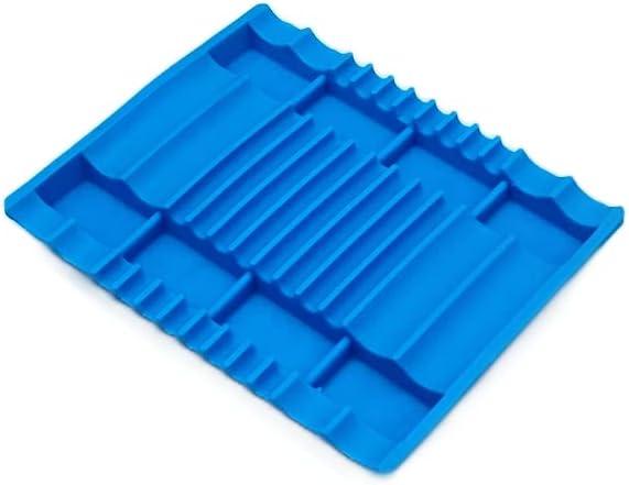 Miniatura 3 de Juego de 2 alfombrillas de silicona para instrumentos, tamaño pequeño, reversible, 8 o 12, para instrumentos autoclavable (azul neón)