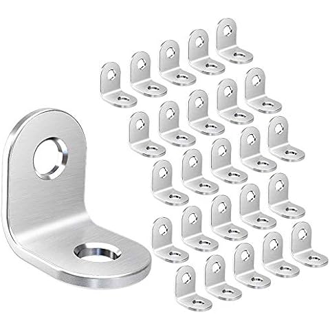 Corner Brace, STARVAST 50pcs Stainless Steel 90 Degree Right Angle Corner Bracket-20mm x 20mm x 16mm L Shaped Furniture Fastener Corner Brace Joint Corner Connector (Sliver) Cover