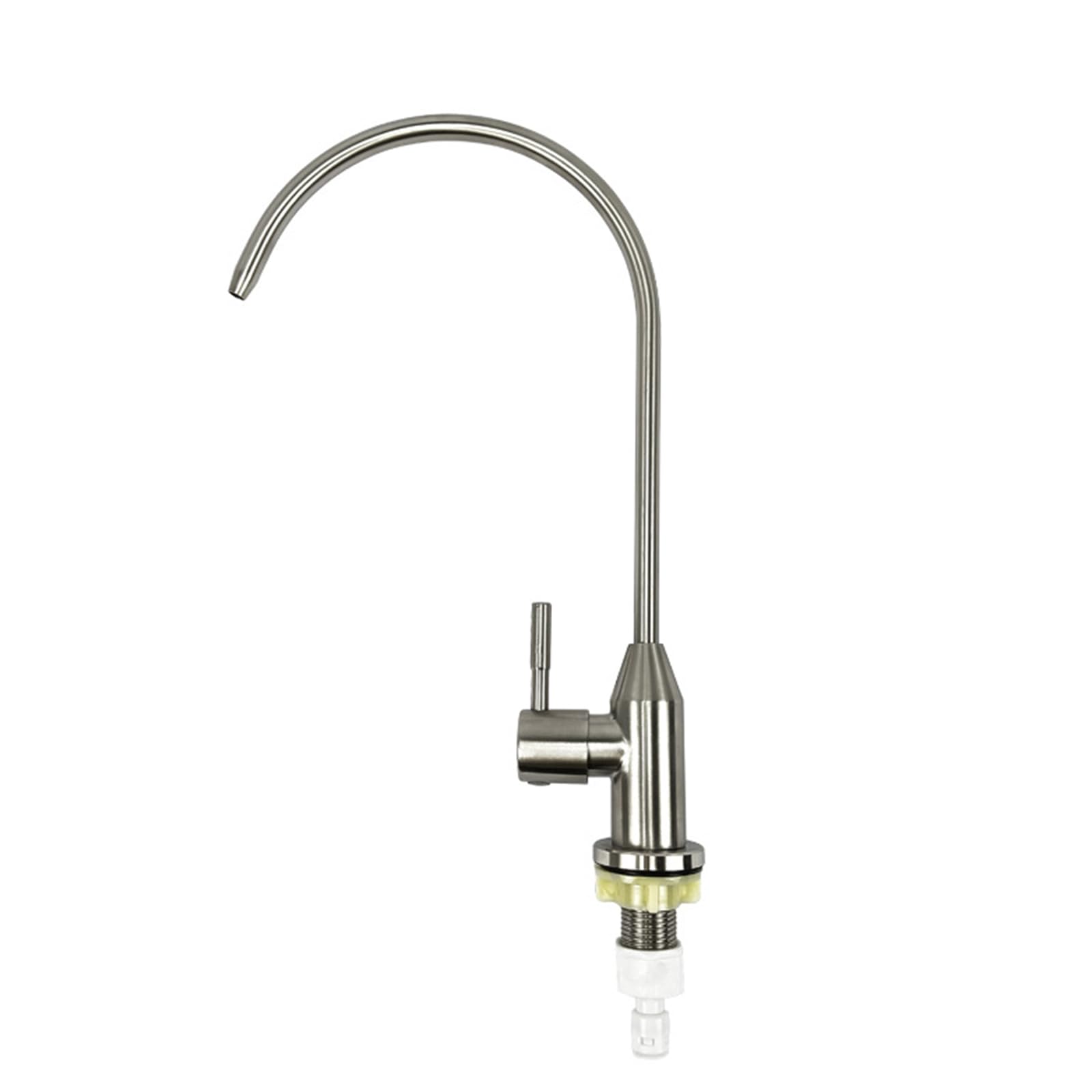 Faucet Stainless Steel Swan Neck Kitchen Sink Tap with Pure Water Filter Single Cold Black Faucet (Brushed A)