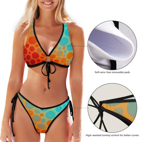 Bikini rembourré amovible femme GuoChe | Maillot de bain en polyester spandex bleu rouge