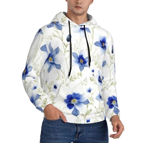 Sweat à capuche homme imprimé marguerites bleuets polyvalent toutes saisons