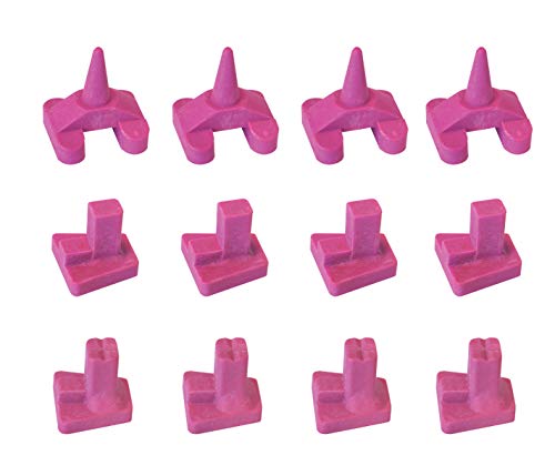 Dental Creations, Ltd. - Perfect Pegs - Assortment (Set Of 12) - 4 Small Anterior, 4 Small Molar, 4 Large Molar - Pink Ceramic Firing Pegs #TOP4