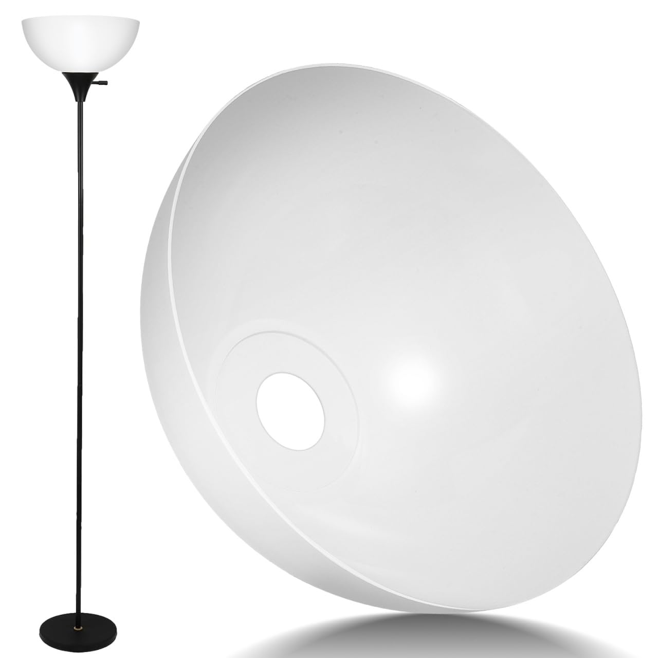 ULTECHNOVO Floor Lamp Shade, Plastic Bowl White Lamp Shades Replacement