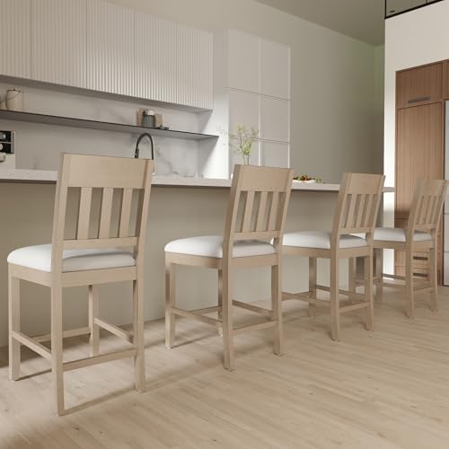 25-Counter-Height-Bar-Stools-Set-of-2-Farmhouse-Kitchen-Island-Stools-Upholstered-Linen-Fabric-Barstools-with-Back-Footrest-for-Home-IslandBarPatioPubBar-ShopBrown 25 Counter Height Bar Stools Set of 2 Farmhouse Kitchen Island Stools Upholstered Linen Fabric Barstools with Back Footrest for Home IslandBarPatioPubBar ShopBrown