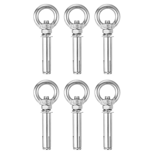 Image of uxcell Ring Lifting Expansion Eyebolt, 6pcs M8x70mm 304 Stainless Steel Expansion Screw with Eye Ring for Concrete Brick Wall