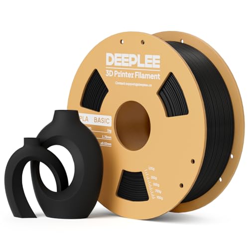 DEEPLEE Basic PLA Filament 1.75mm Stärkere Zähigkeit 3D Drucker Filament Schwarz 1KG