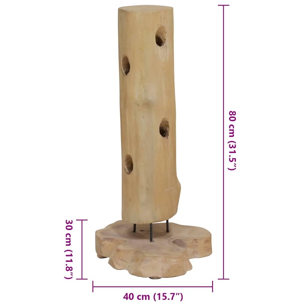 Portabottiglie per 8 bottiglie in legno massiccio di teak, 40 x 30 x 80 cm, fatto a mano, stabile, con ferro, portabottiglie per cucina, sala da pranzo, soggiorno, elegante conservazione e