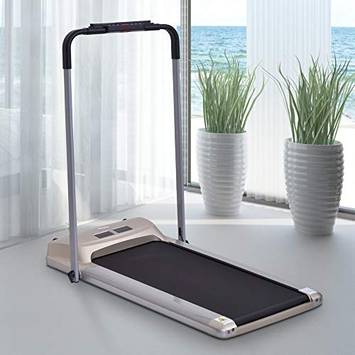 HOMCOM Elektrisches Laufband mit LCD Display, Faltbares Fitnessgerät, 1-10 Km/h, Stahl, Schwarz+ Grau+Champagner, 70 x… – Bild 3