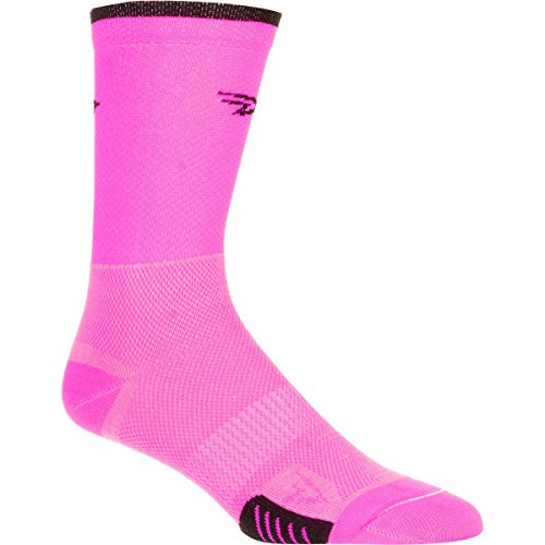DEFEET Cyclismo 5in Sock Hi-Vis Pink/Black Stripe, S - Men's