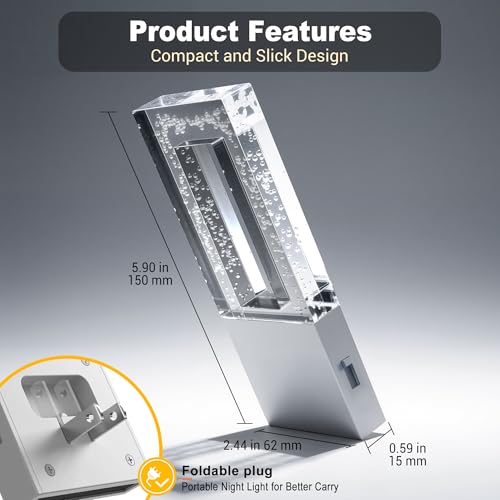 Image of JandCase Night Lights Plug into Wall, Dusk to Dawn Sensor, 3000K Soft White LED, Acrylic Bubble Design, 0-100lm Adjustable Brightness, Foldable Nightlight for Bedroom, Bathroom, Living Room, Hallway