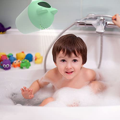 Image of Baby Bath Rinse Cup, Cute Cartoon Cat Baby Bath Rinser Baby Rinser Pail Shampoo Rinser, Newborn Bath Shower Wash Hair Cup for Bath and Shower