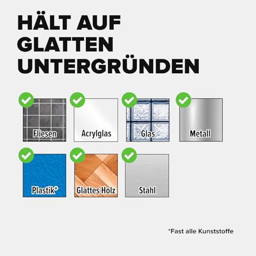 tesa Powerstrips Klebestreifen für Fliesen und Metall 2 kg - Doppelseitige Streifen für feste, glatte Flächen - Bis zu 2 kg Halteleistung pro Streifen - 9 Stück