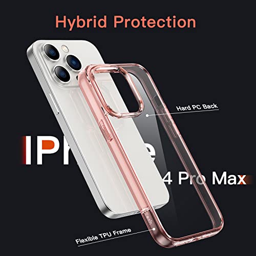 Image of JETech Cover Case for iPhone 14 Pro Max 6.7-Inch, Non-Yellowing Shockproof Phone Bumper Cover, Anti-Scratch Clear Back (Rose Gold)