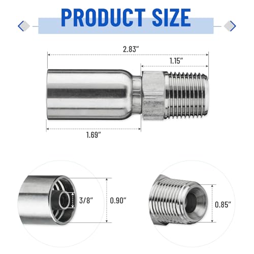 Image of 12 Pack 1 /2 inch NPTF Hydraulic Hose Fittings, 3 /8 inch I.D. Hose x 1 /2 inch NPTF Male with Protection Cover Hydraulic Hose End Crimp Fitting Kits
