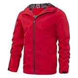 XDFVC Men's Lightweight Rain Jacket Full Zip Waterproof Casual Fashion Shell Hooded Coat Outdoor Hiking Windbreake Raincoat