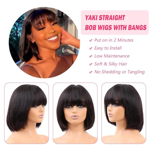 Glueless Human Hair Bob Wig - Natural Black 10 Inch