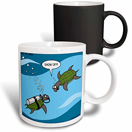 3dRose Sea Turtle SCUBA Showing Off Underwater 11oz Magic Transforming Mug