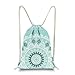 Miomao Drawstring Backpack Gym Sack Pack Mandala Style String Bag With Pocket Canvas Sinch Sack Sport Cinch Pack Christmas Gift Bags Beach Rucksack 13 X 18 Inches Fair Aqua