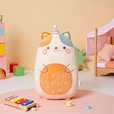 Gisqis Kawaii Knuffeldier kitten 44 cm Kawaii kitten pluche knuffeldier kittens babykussen pluche dieren knuffelkussen verjaardag Halloween Pasen geschenken kinderen meisjes beige
