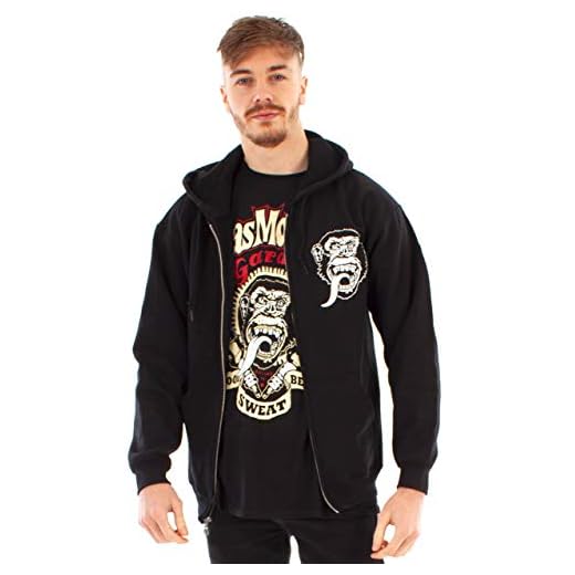 Gas Monkey Garage Sudadera con Capucha para Hombre Negro Zip Up Fast N ’Loud