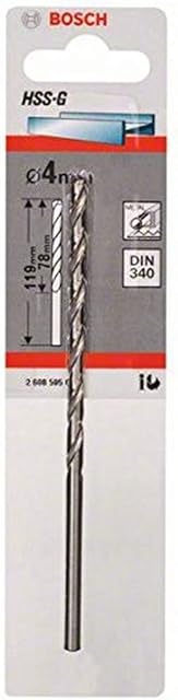 Bosch Professional 1x Metal drill bits HSS-G DIN 340 (for metal, Ø 4 x 78 x 119 mm, Accessory Drill Driver)