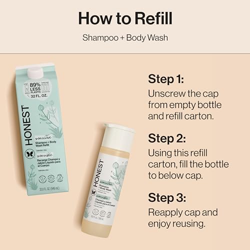 Image of The Honest Company 2-in-1 Cleansing Shampoo + Body Wash, Gentle Enough for Baby, Dermatologist Tested, Tear-Free, Hypoallergenic, Fragrance-Free
